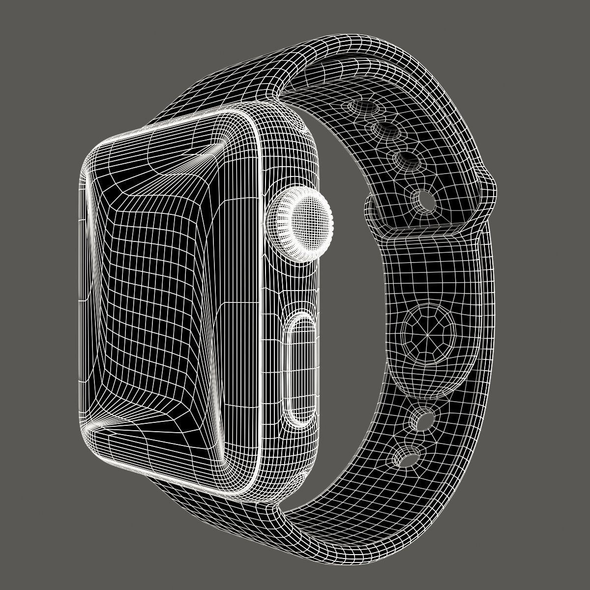 Apple Watch Edition Series 3 42mm with Sport Band Ceramic White 3D model_8