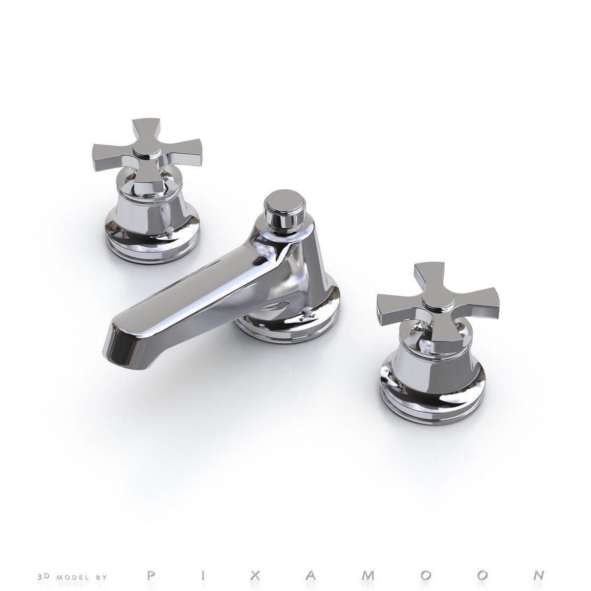 Waterworks Transit Faucet with Cross Handles 3D model CGTrader