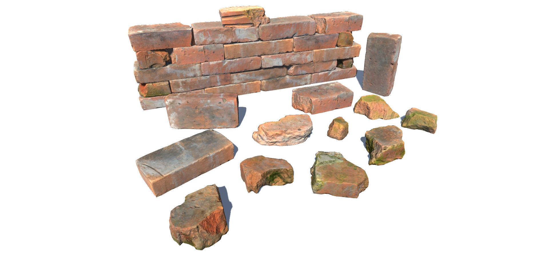 Bricks and Debris Low-poly 3D model