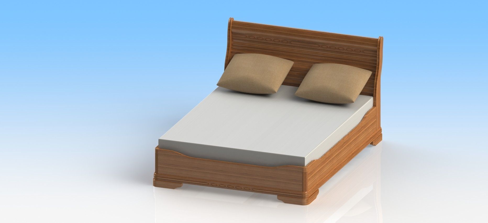 walnut bed Free 3D model