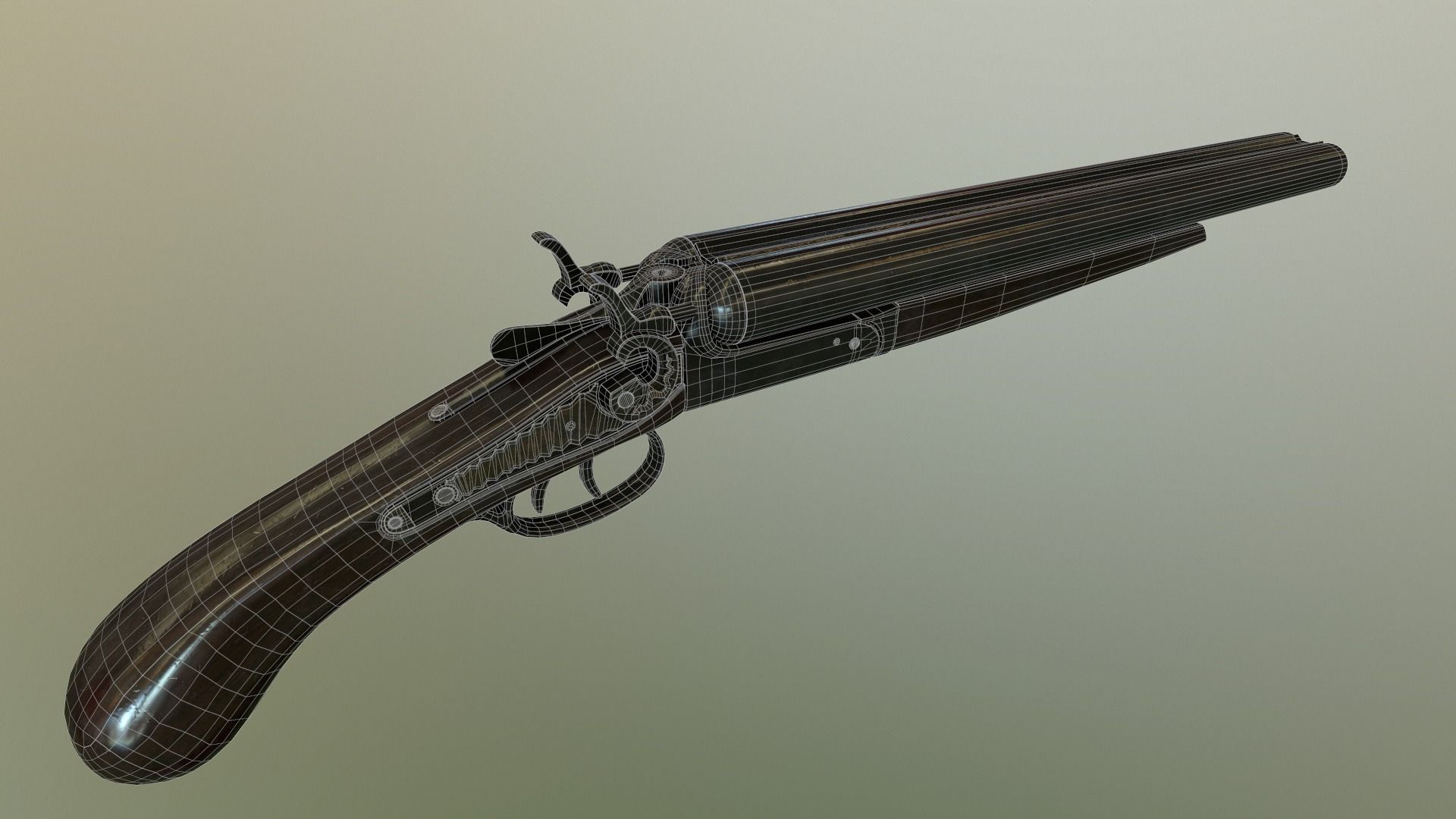 3D model Low poly Sawed- off Double barrel shotgun VR / AR / low-poly ...