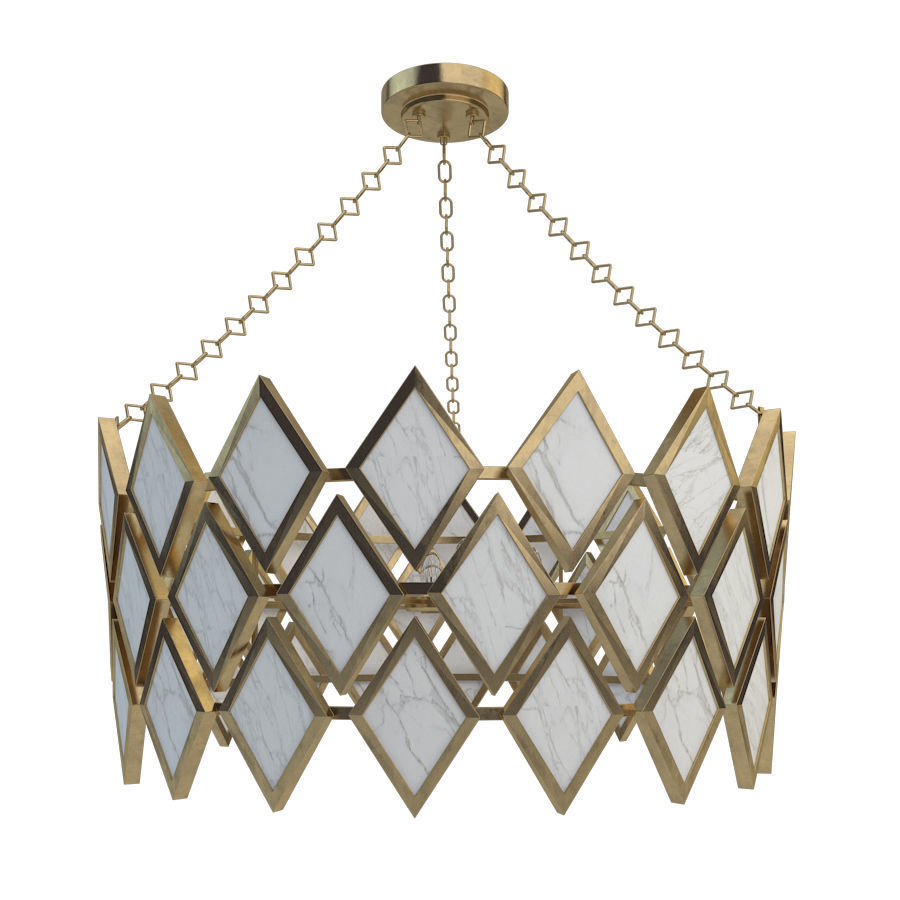 Robert Abbey Edward Chandelier  Modern Brass Finish with Marble 3D model