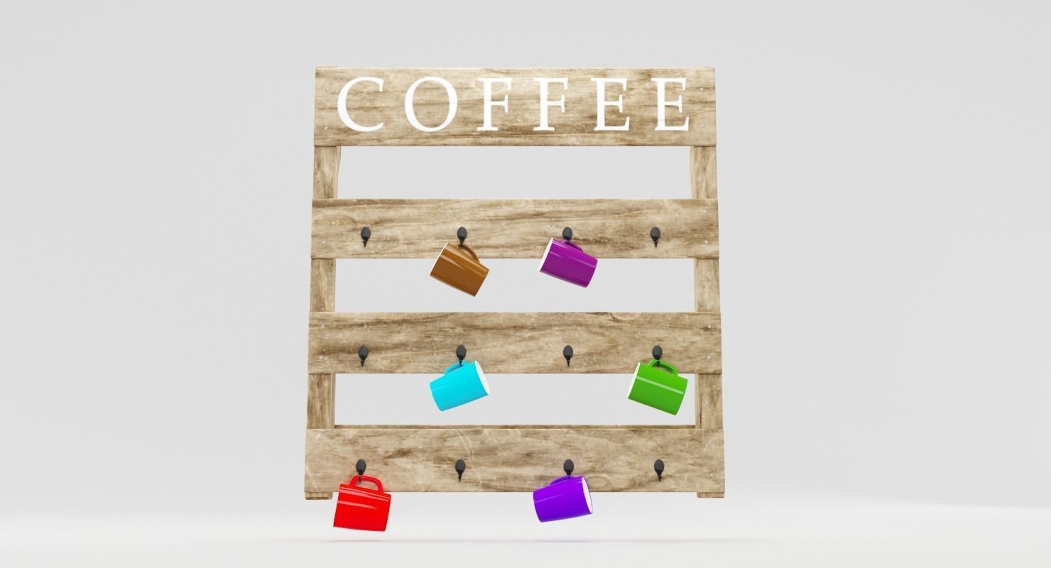 Wall Wooden Cup Holder 3D model CGTrader