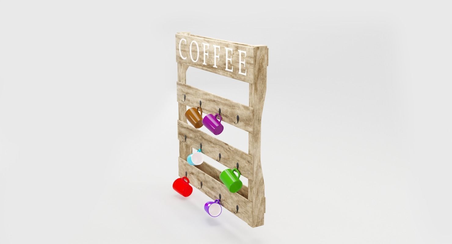 Wall Wooden Cup Holder 3D model CGTrader