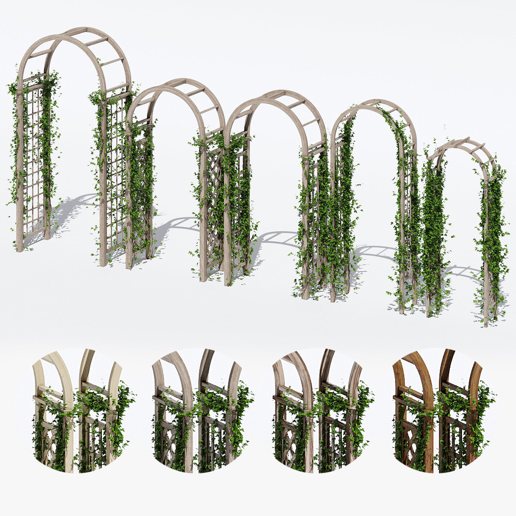 Garden arches three 3D model CGTrader