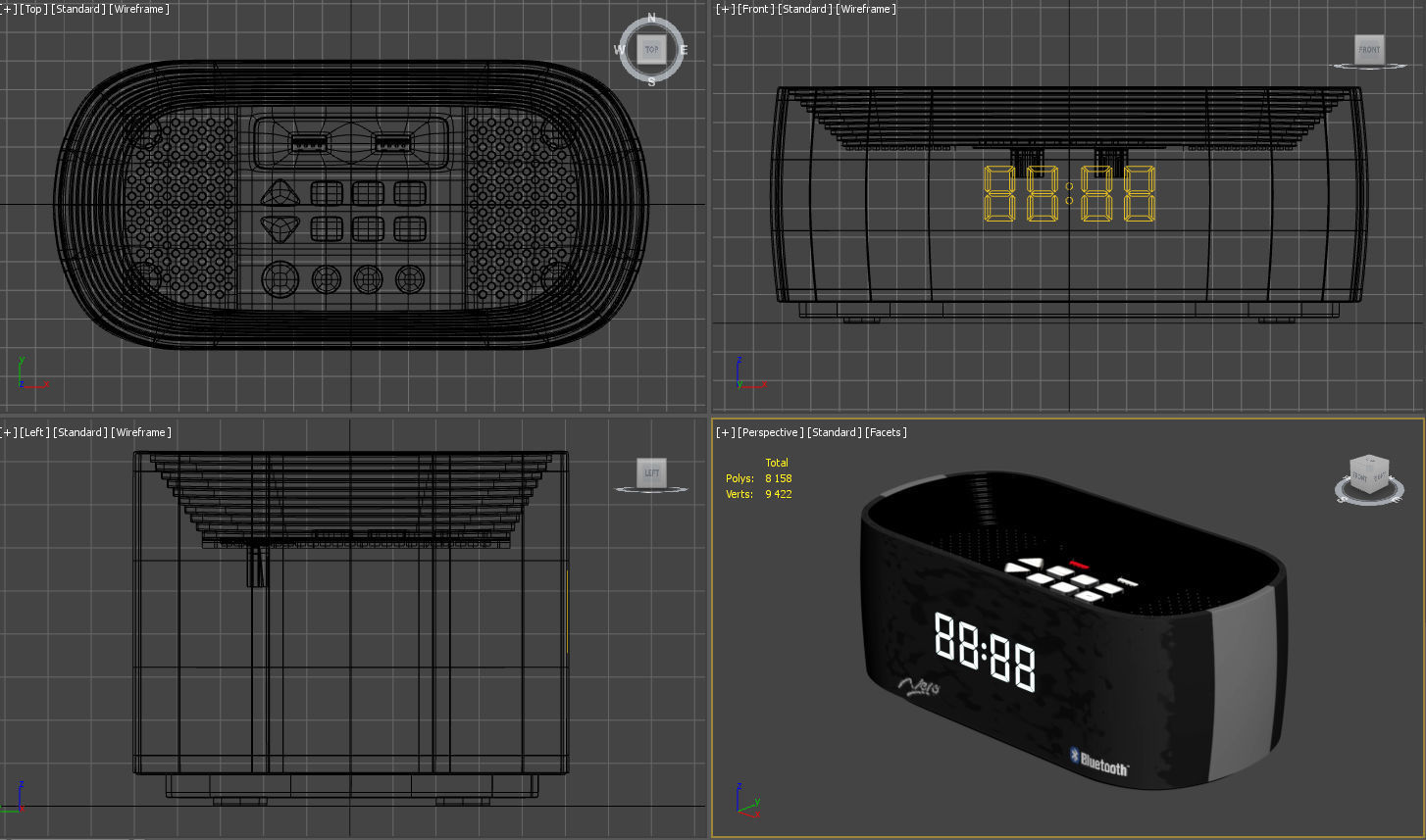 3D model Clock Radio Titanium Bluetooth Alarm VR / AR / lowpoly CGTrader