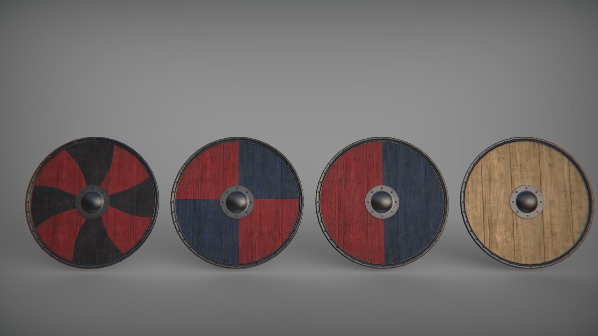 3D asset Round Medieval Shields 03 CGTrader