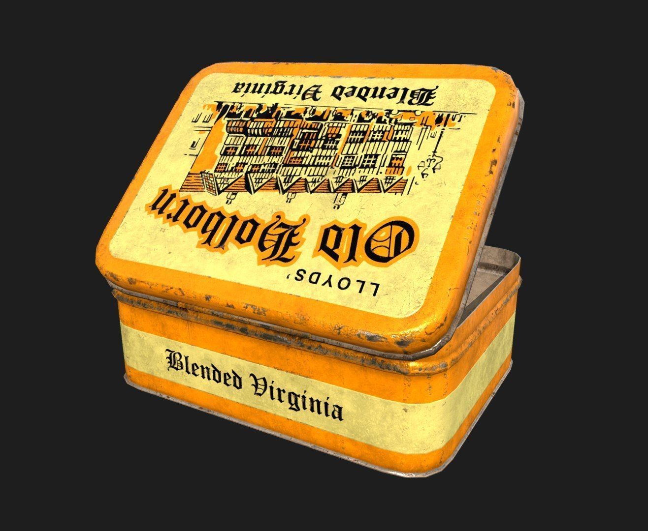 3D asset gameready Old Tobacco Tin