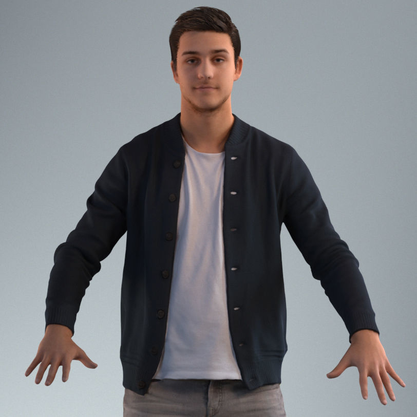 Rigged 3D male in casual attire