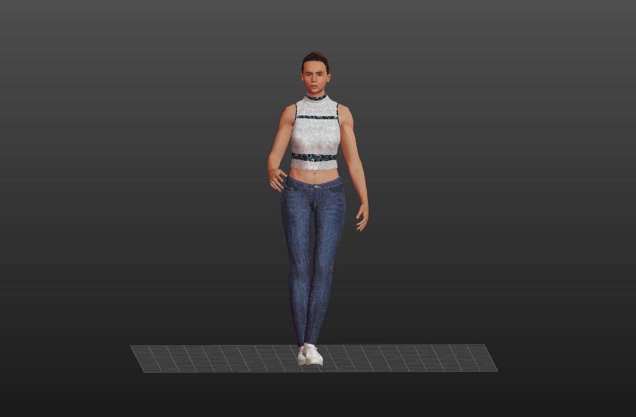 Athlete Girl in Jeans Low-poly  3D model