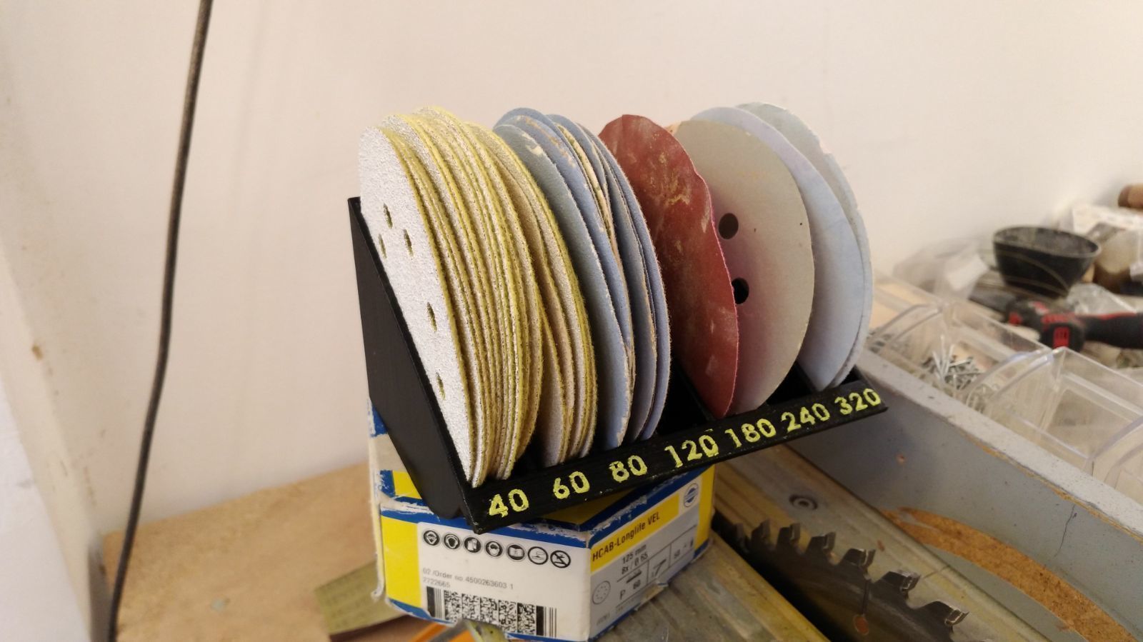sanding discs rack organizer 5 inch disks 3D model 3D printable