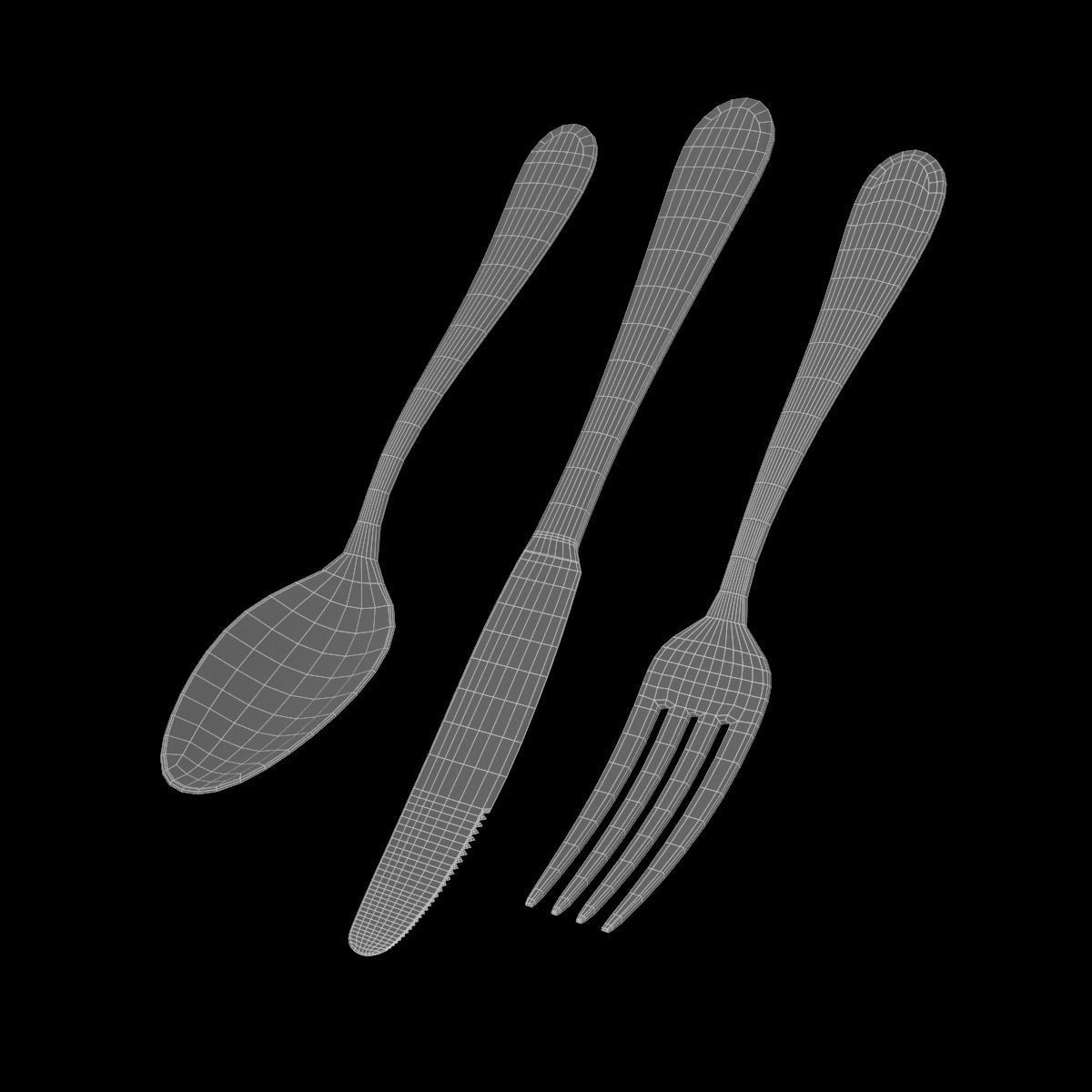 3D model Dessert Knife Fork Spoon Common Cutlery VR / AR / lowpoly