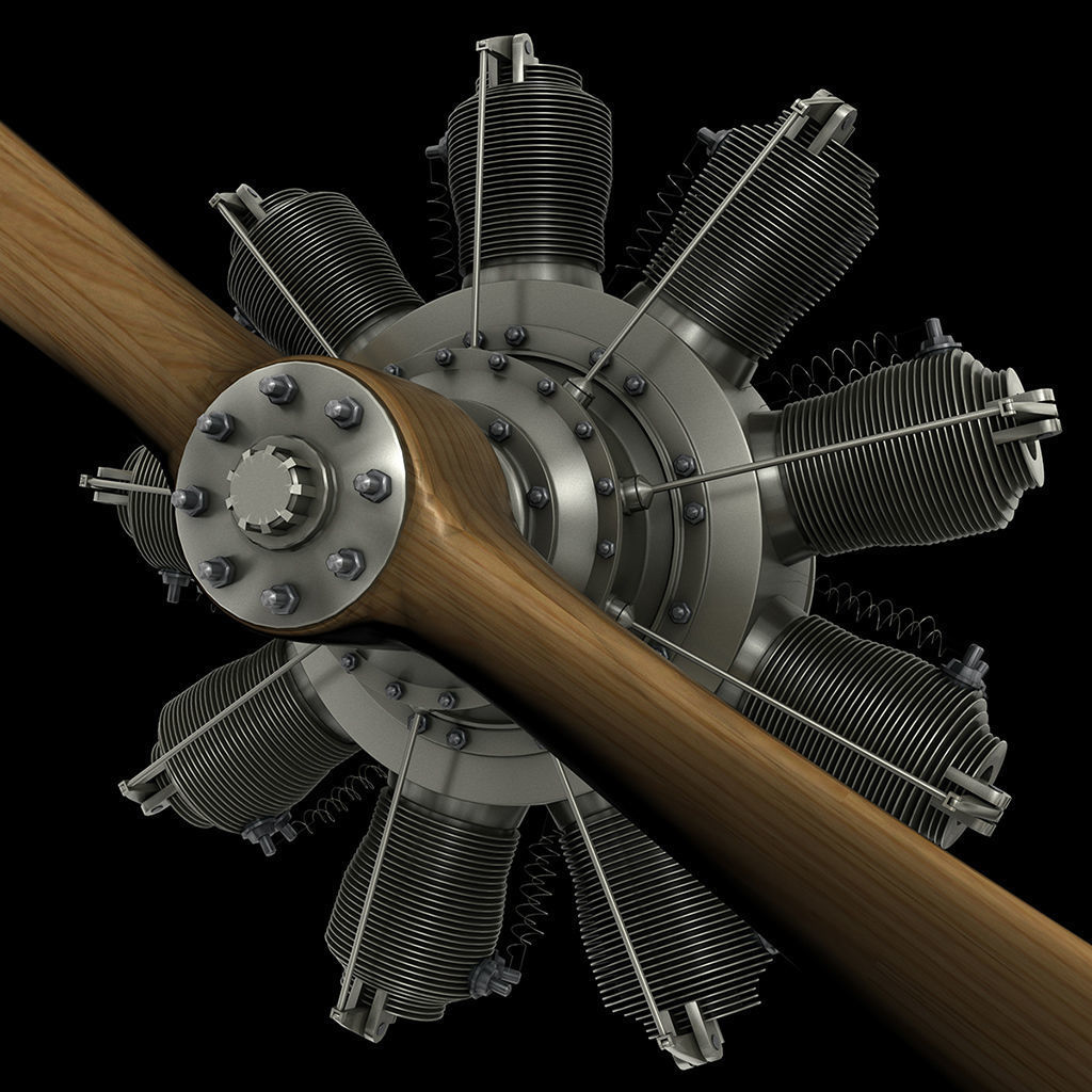 3D French Gnome 9N Monosoupape rotary engine CGTrader