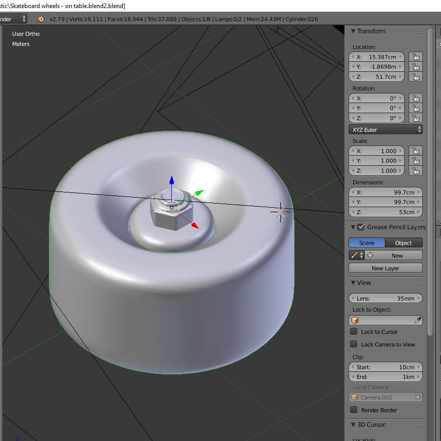 Skateboard Wheel and axle nut 3D model 3D model CGTrader