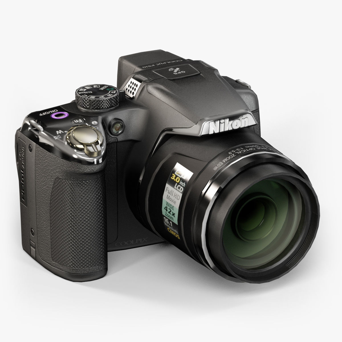 3D asset Nikon Coolpix P510 bridge digital camera