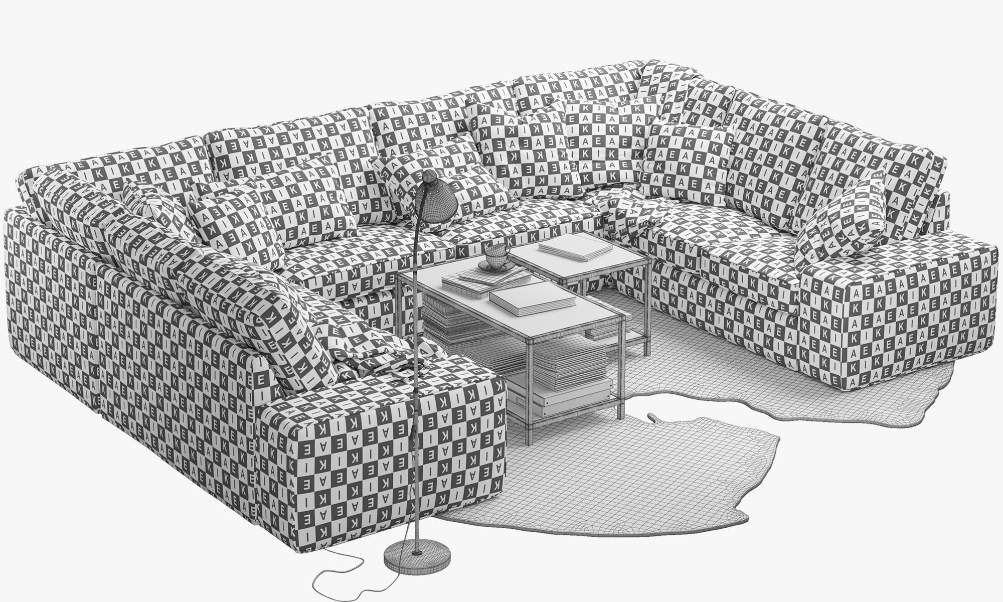 KIVIK 7seat Ushaped sofa Ikea 3D model CGTrader