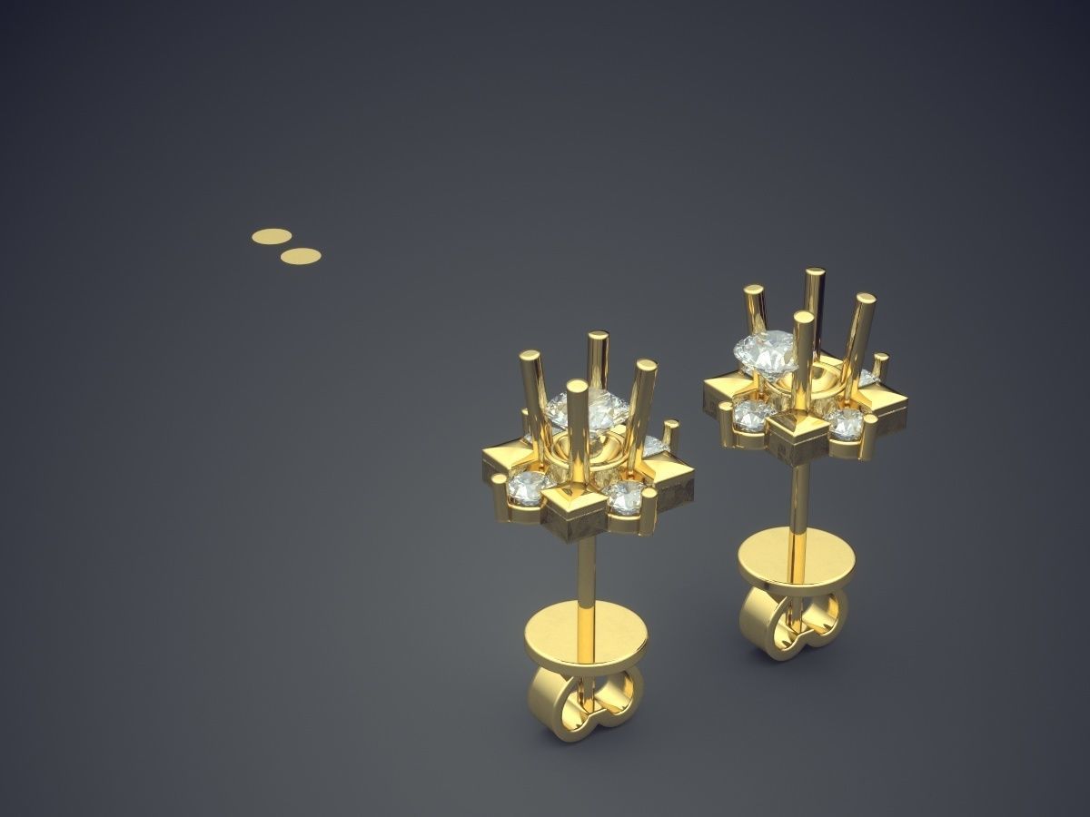 Simple Minimalistic Lovely Earrings with Small Diamonds 3D print model