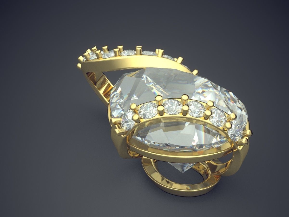 Spectacular Crystal Golden Pendant 3D print model