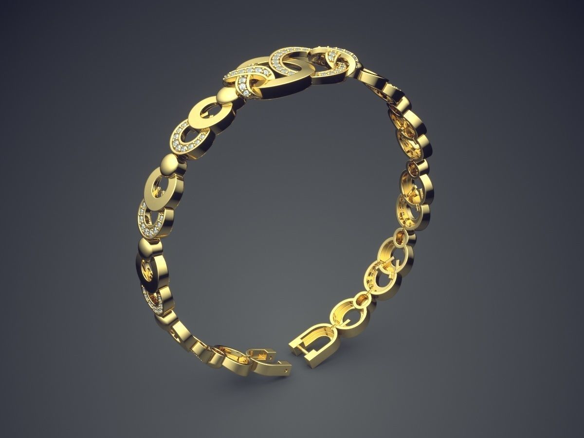 Unique Design Chain-Detailed Bracelet 3D print model