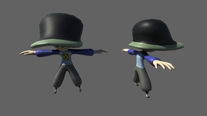 3D model Rusher character in hat VR / AR / low-poly | CGTrader
