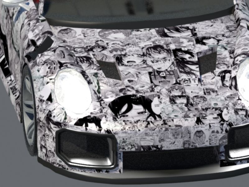 3D model Porsche 911 GT2 custom with anime paint job VR / AR / lowpoly