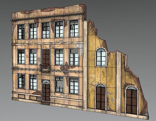 3D model Abandoned Building facade french VR / AR / low-poly | CGTrader