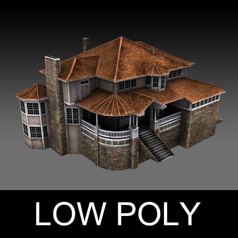 Old Luxury House low poly 3D model