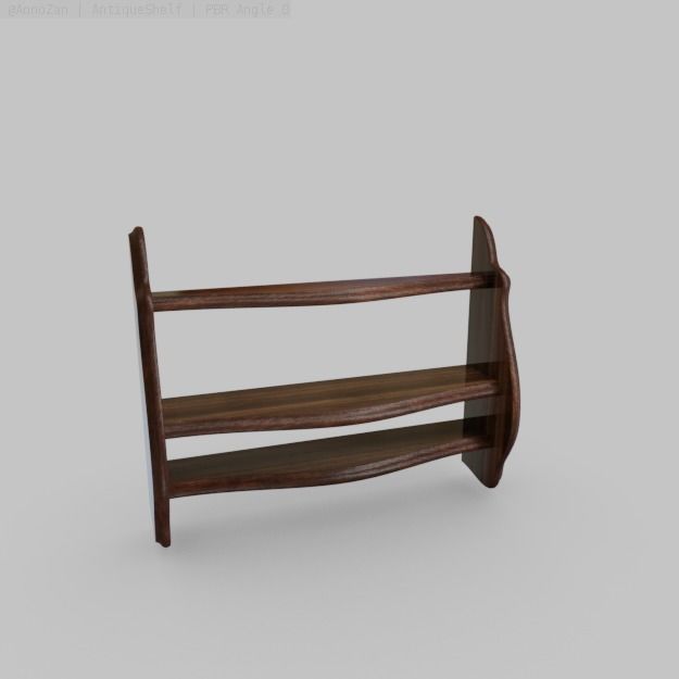 Antique Shelf Low-poly 3D model