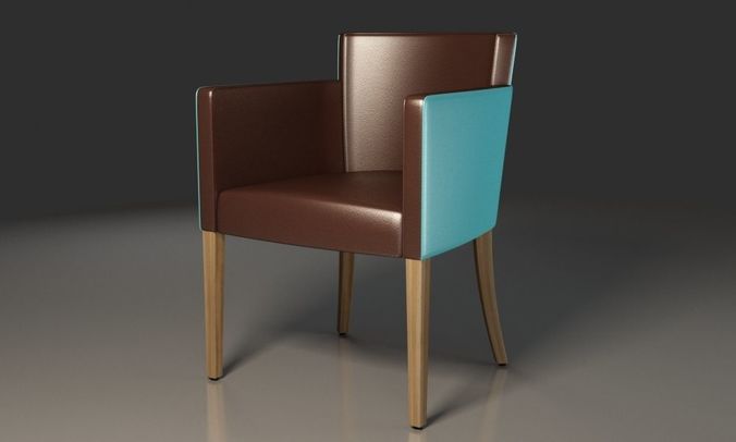 Armchair Brown and Blue Leather covered 3D model | CGTrader