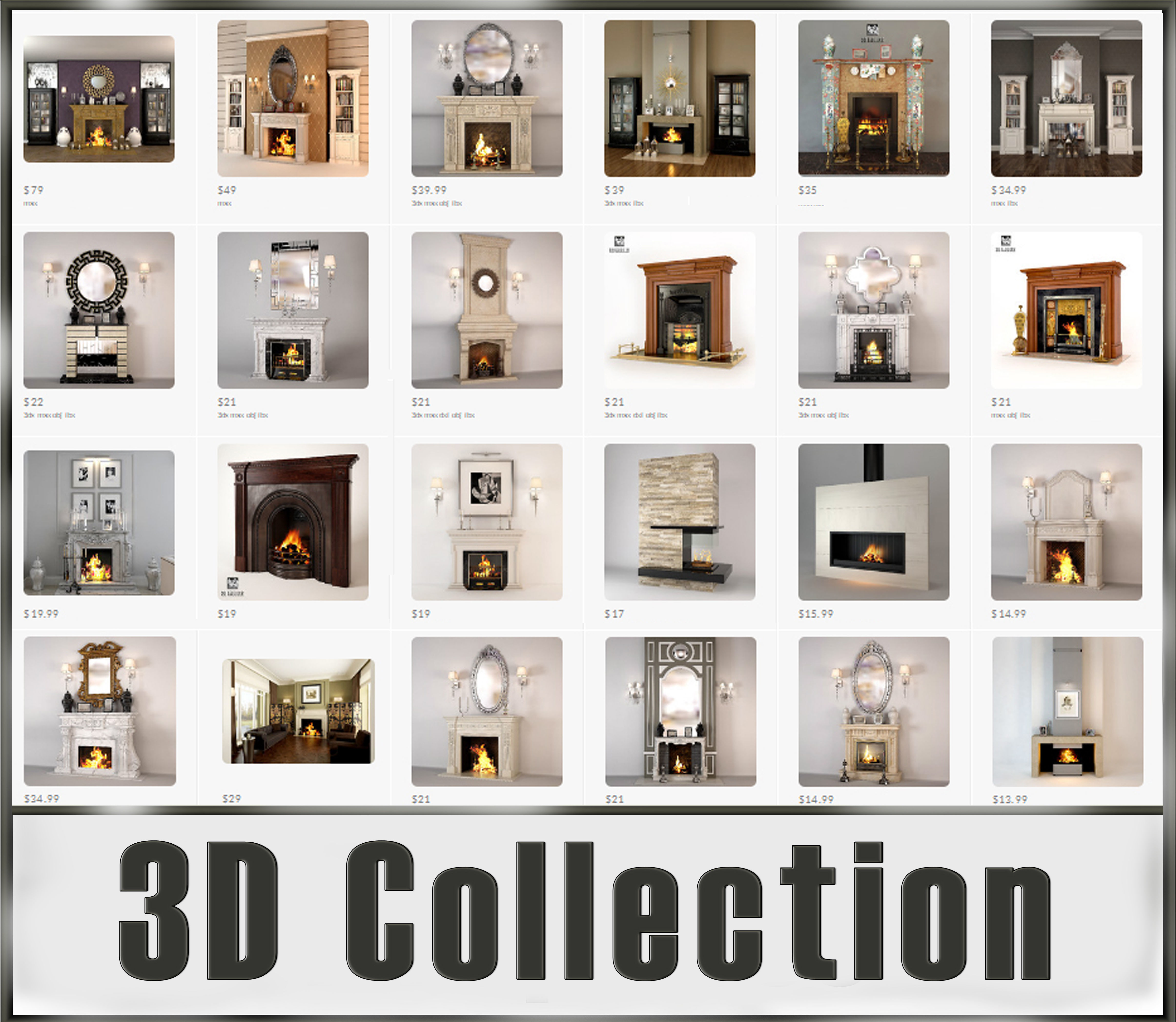 Fireplaces Collection 3D model