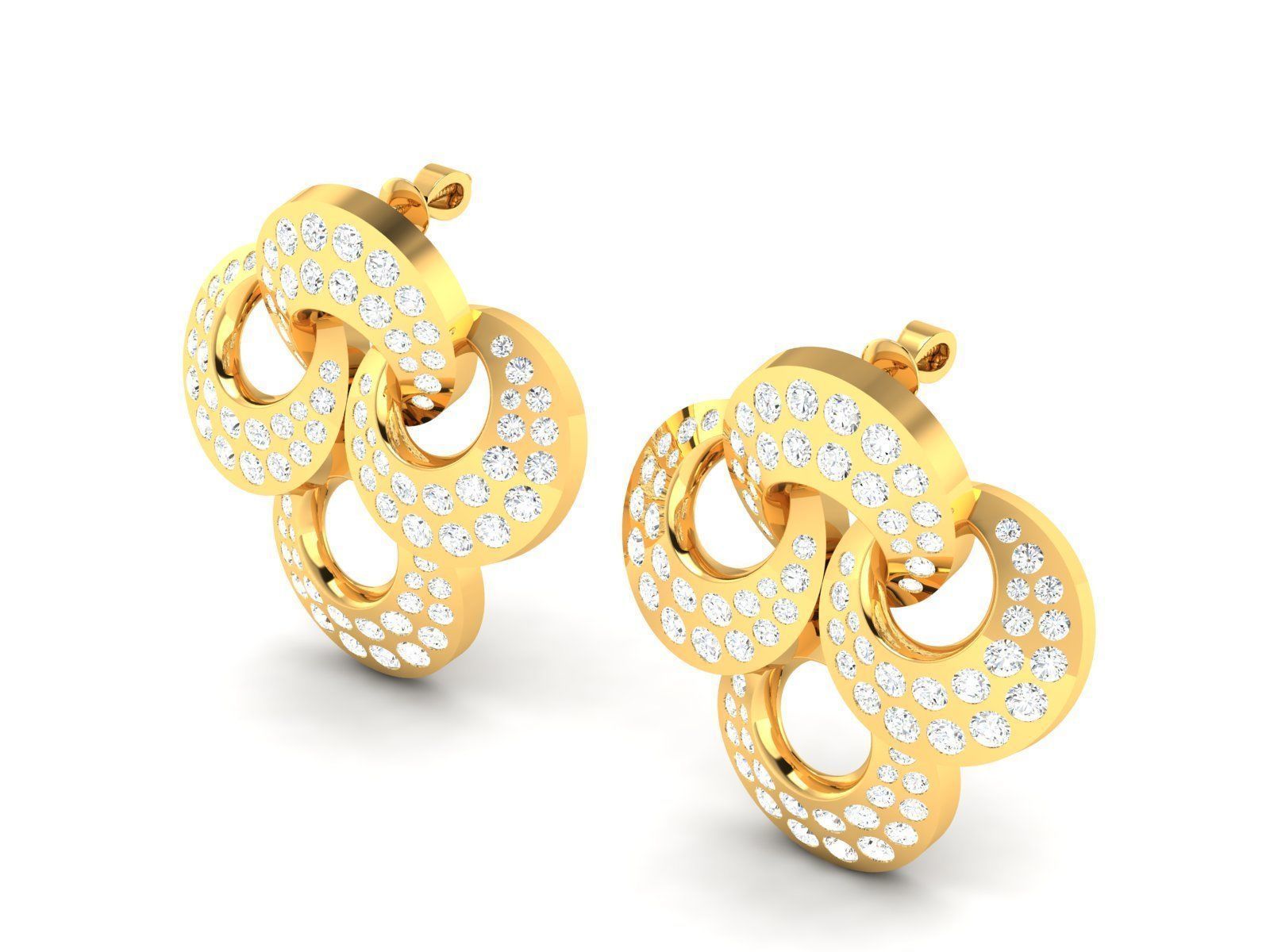 Gold Color Eartops With Diamonds 4 3D print model