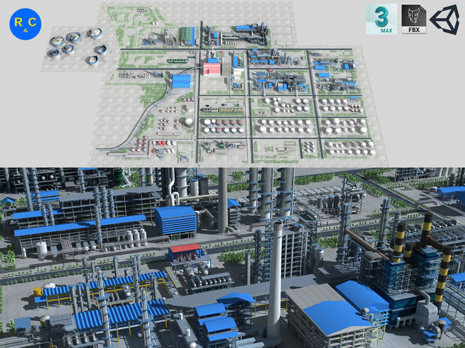 Refinery oil Low-poly 3D model