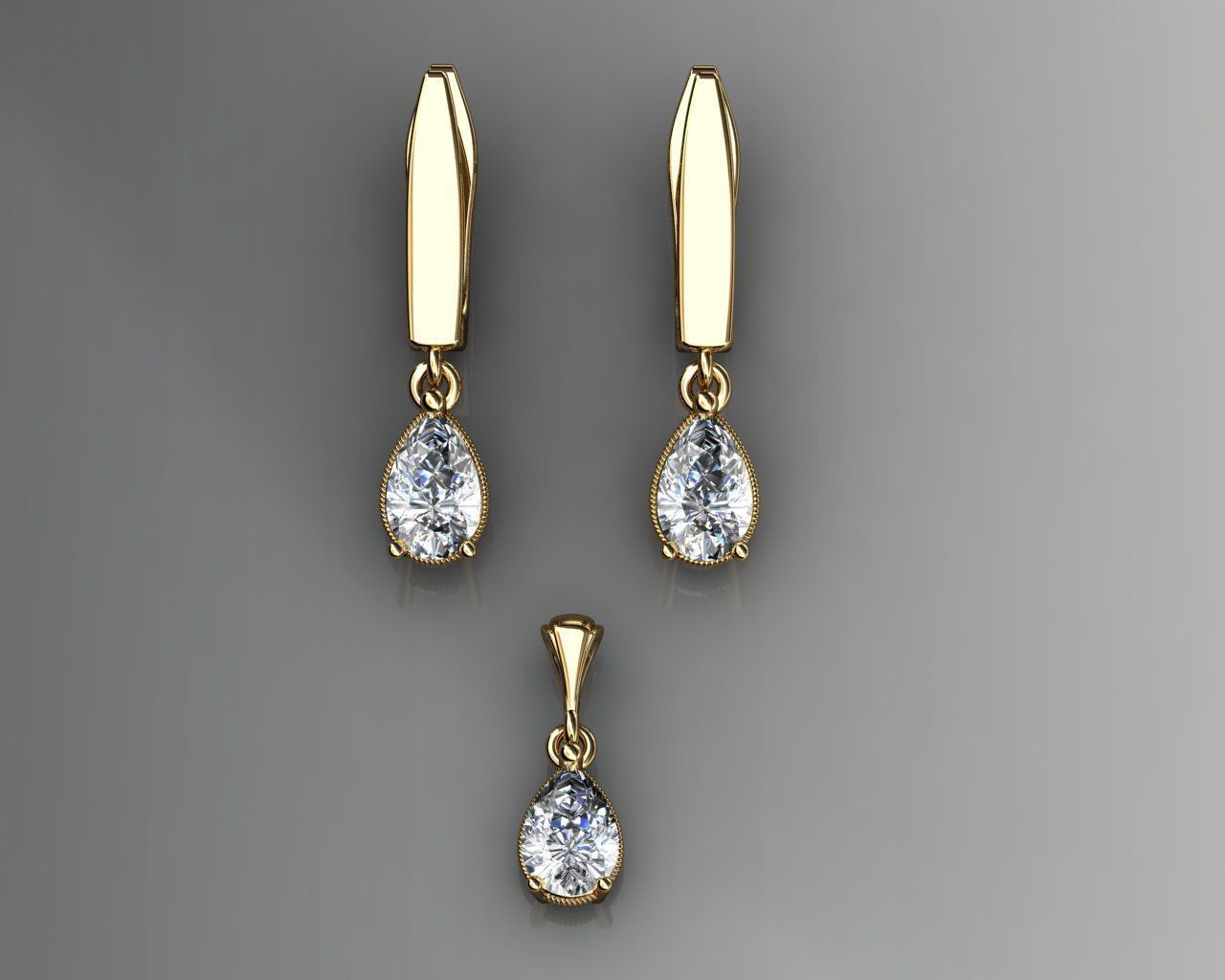 Diamond Gemstone Wedding Sets Jewelry 3D model 3D printable CGTrader