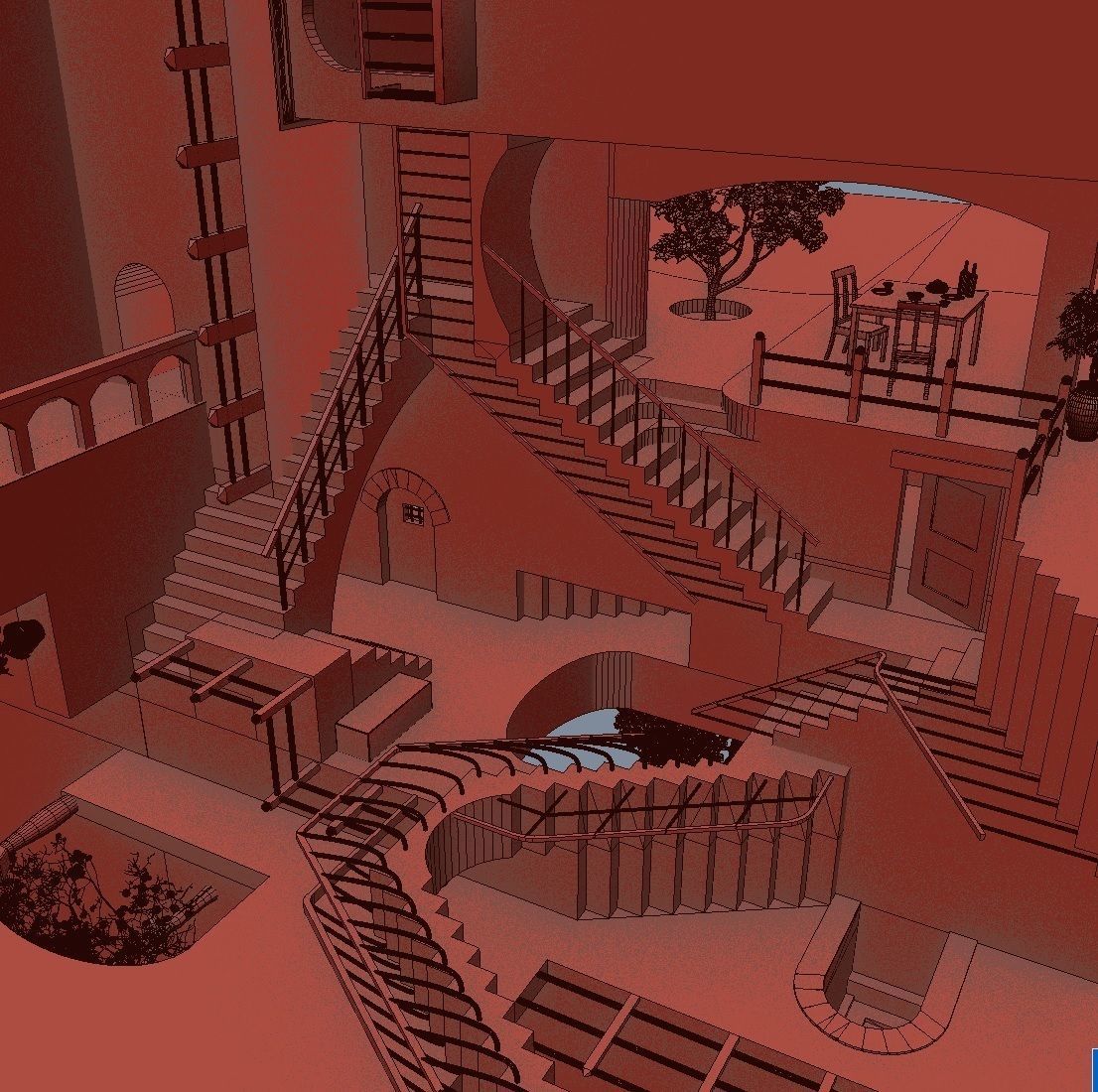 Relativity MC Escher 3D model | CGTrader