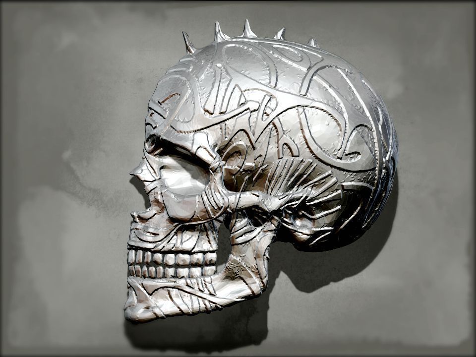 3d Printable Model Punk Skull Wall Decor Cgtrader Punk Skull Wall Decor 3d Model Stl 1