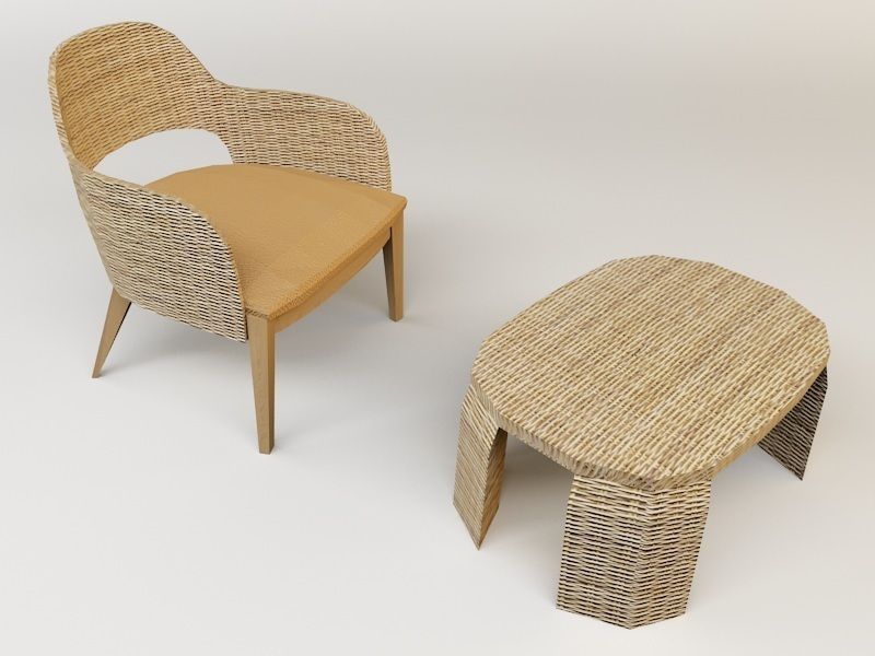 table chair Low-poly  3D model