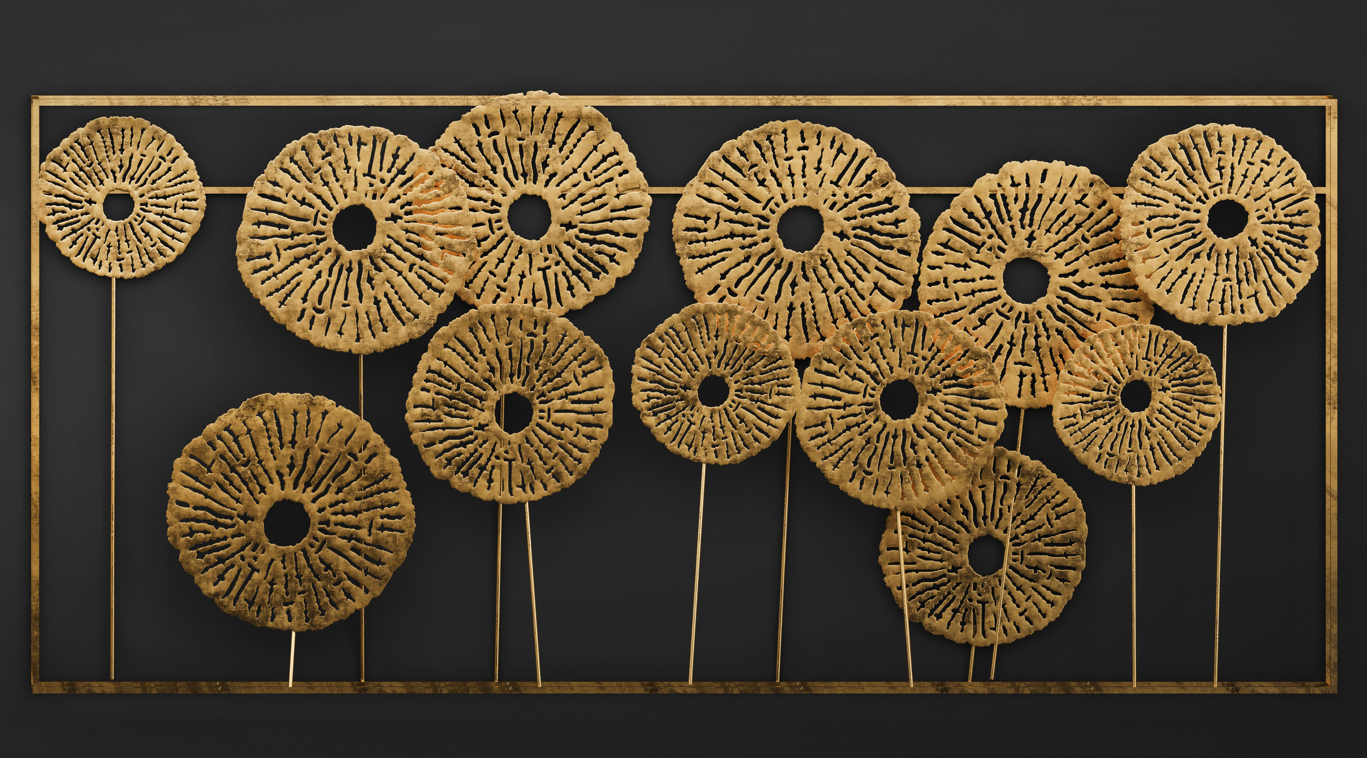Gold Wall art Sculpture 3D model CGTrader