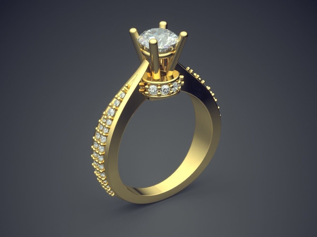 Ring With Diamonds CAD-6453 3D print model