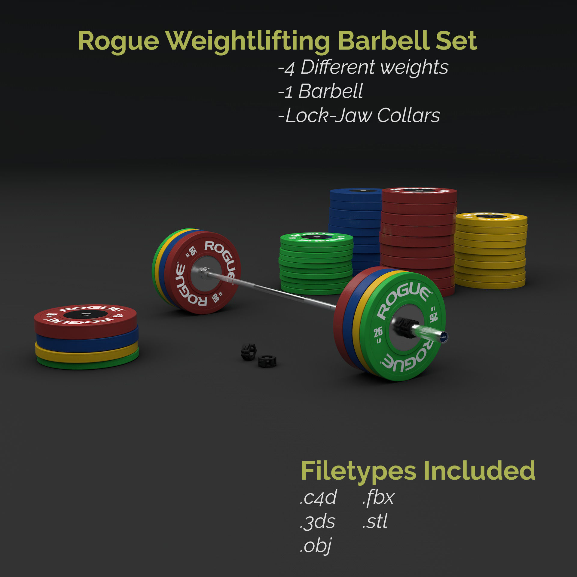 Olympic Weightlifting Barbell Crossfit 3D model CGTrader