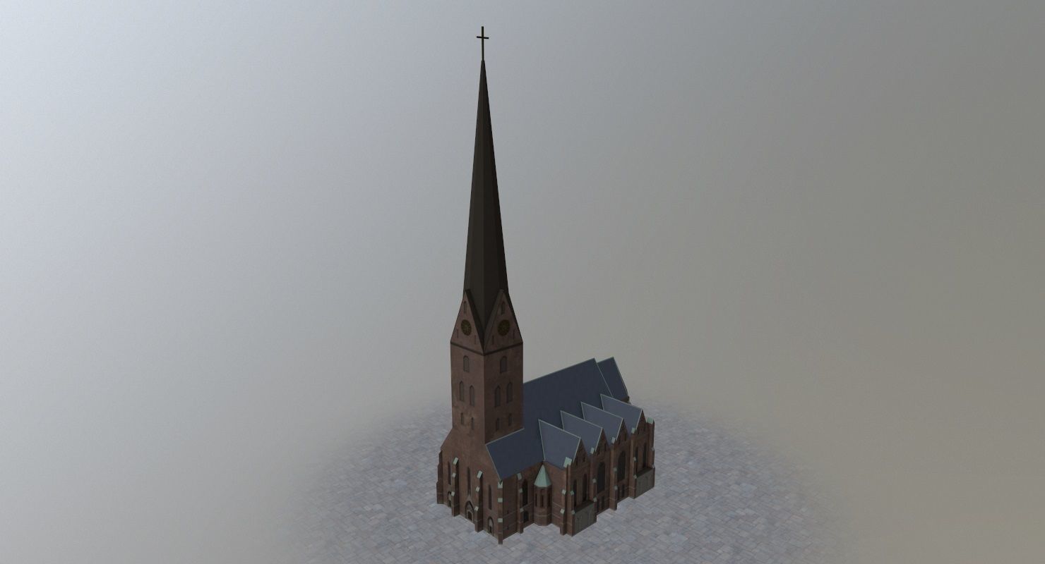 Hamburg St Petri Kirche Low-poly 3D model