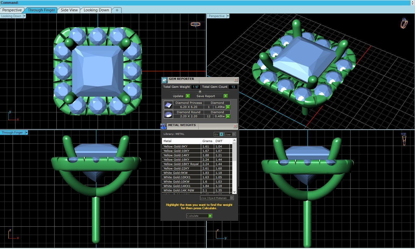 Square Shaped Pendant With Gem 6 3D print model