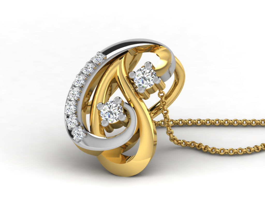 Drop Shaped Golden Pendant With Diamonds 27 3D print model
