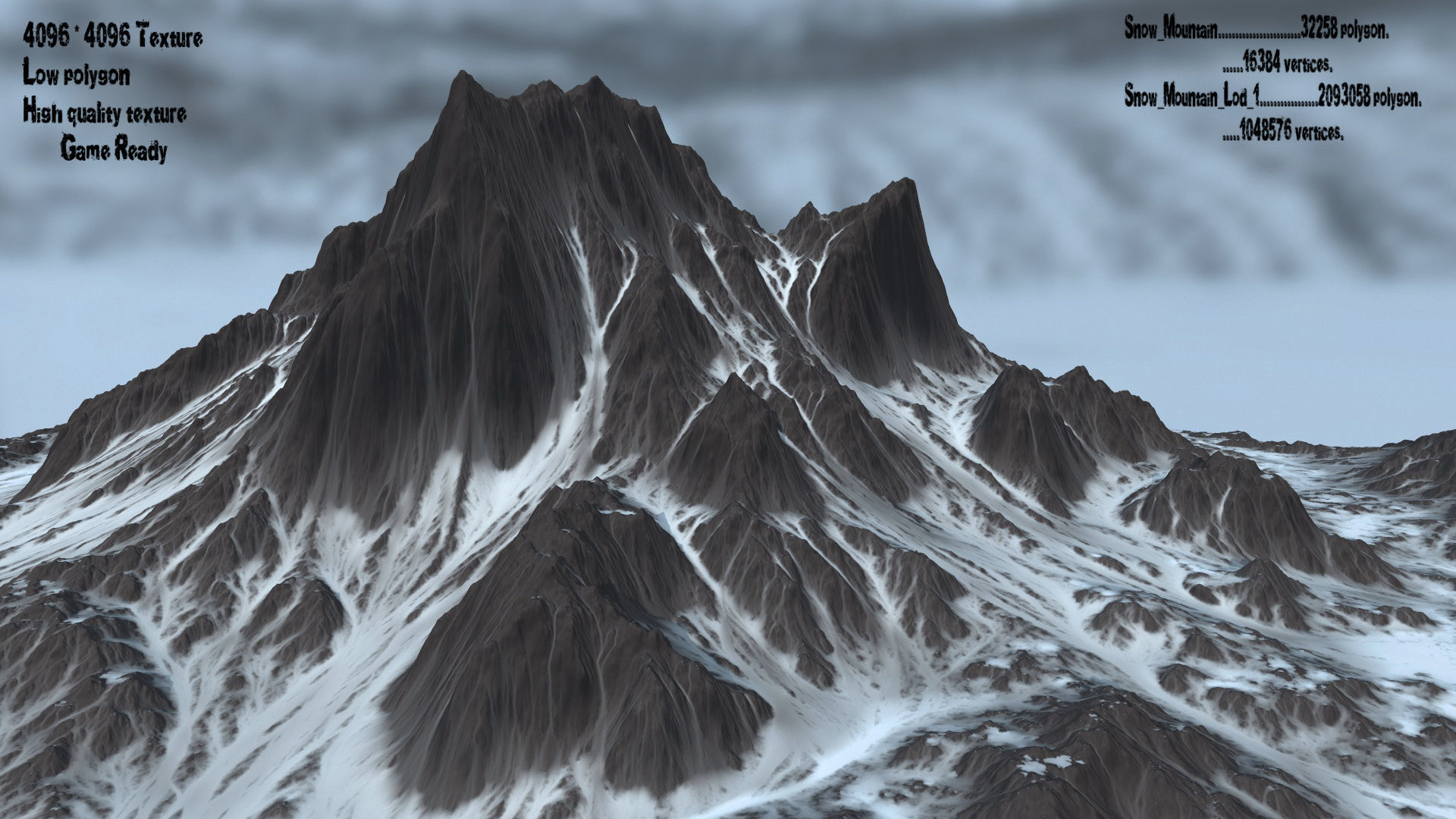 snow mountain Low-poly 3D model