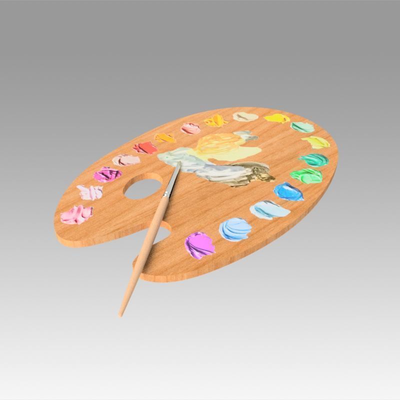 Wooden Art Palette 3D model