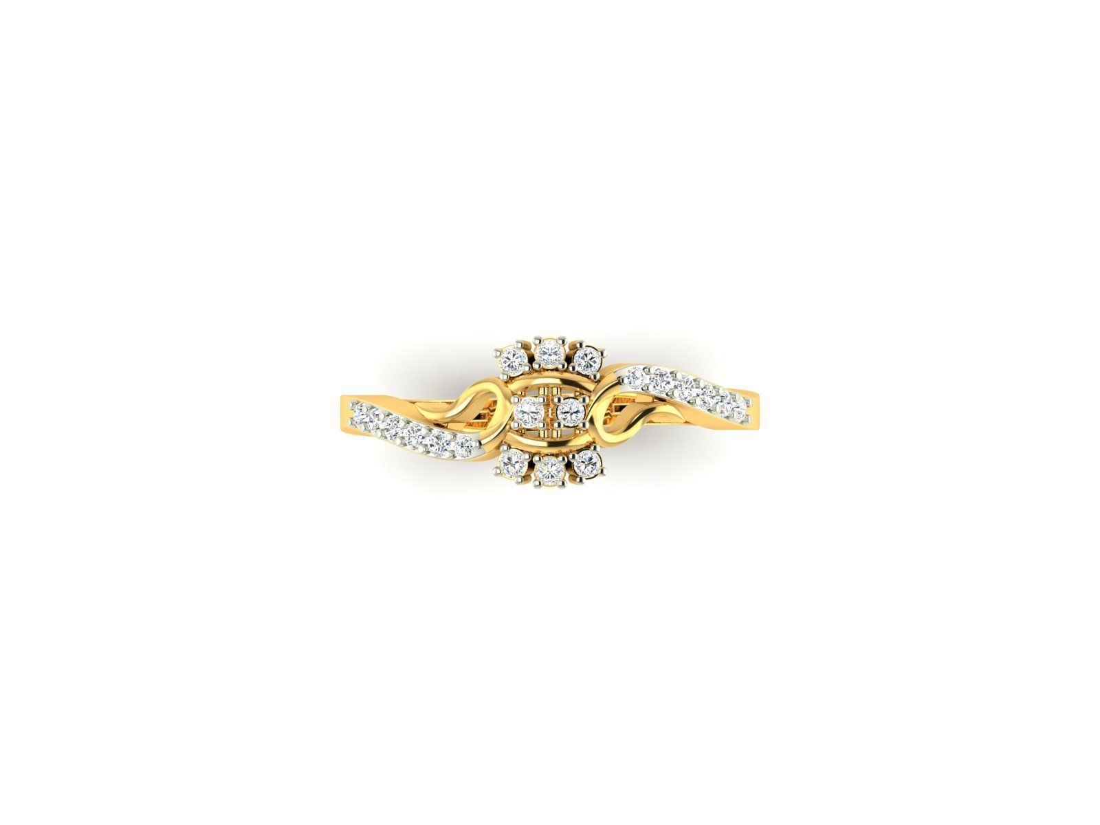 Spiral Gold Ring With Diamonds 19 3D print model