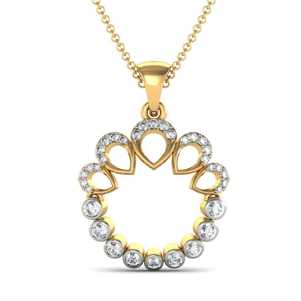 Drop Shaped Gold Pendant With Diamonds 3 3D print model