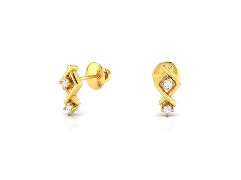 Gold Ear Studs With Diamonds 25 3D print model