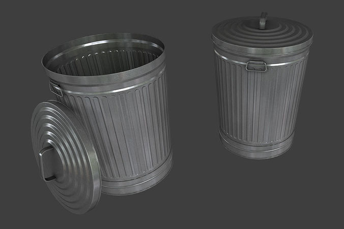 Metal Trash Can Et Cgtrader Metal Trash Can Et Cgtrader
