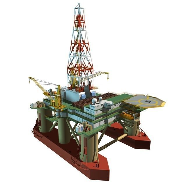 Semi Submersible Drilling Rig 3D model