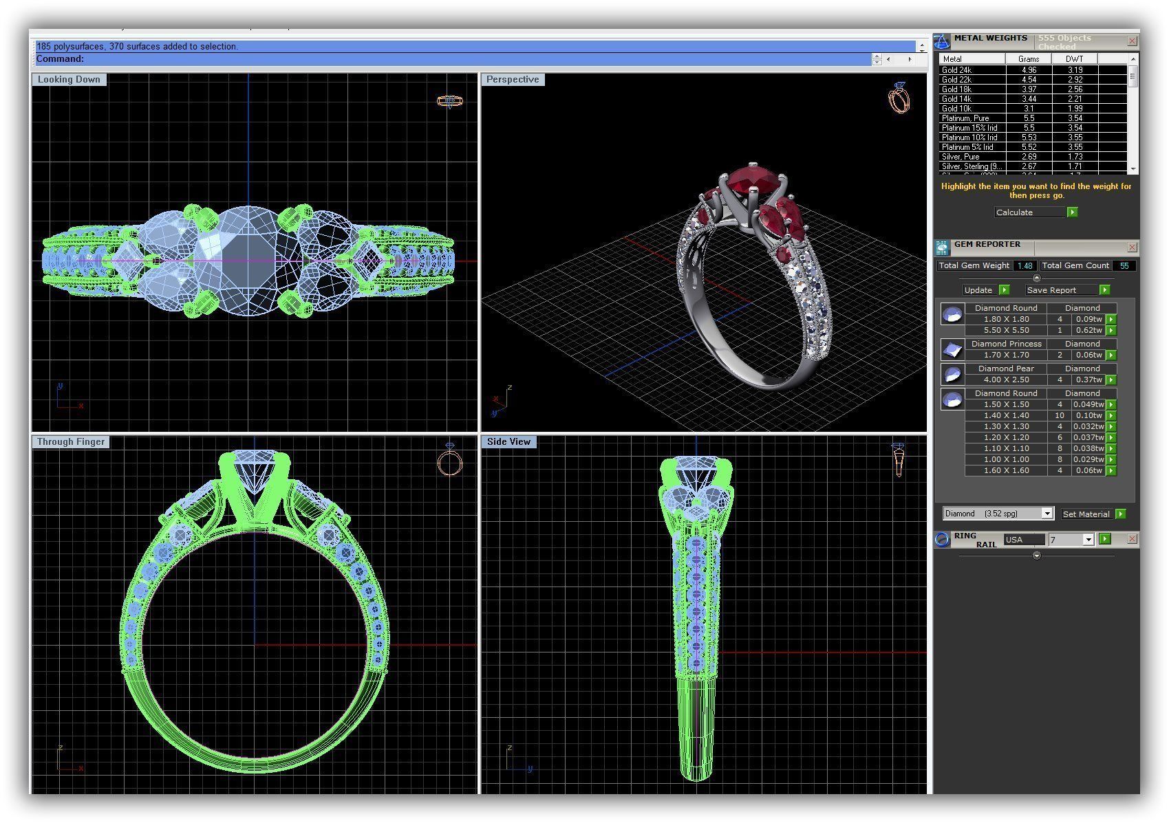 Silver Ring With Gemstones 10 3D print model